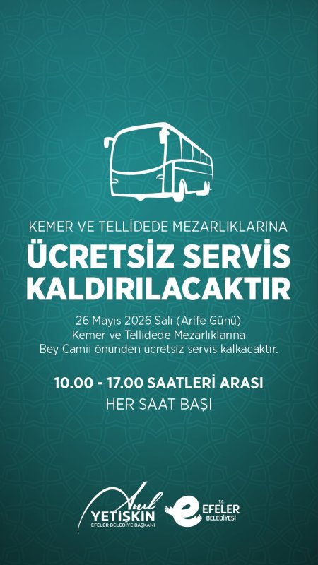 EFELER BELEDİYESİ’NDEN ARİFE GÜNÜ ÜCRETSİZ ULAŞIM DESTEĞİ..
